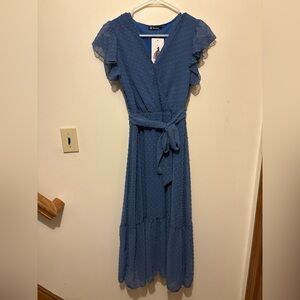 Fairycore | Cottagecore | Boho Revival | Ruffle Sleeve Blue Polka Dot Dress | Sm